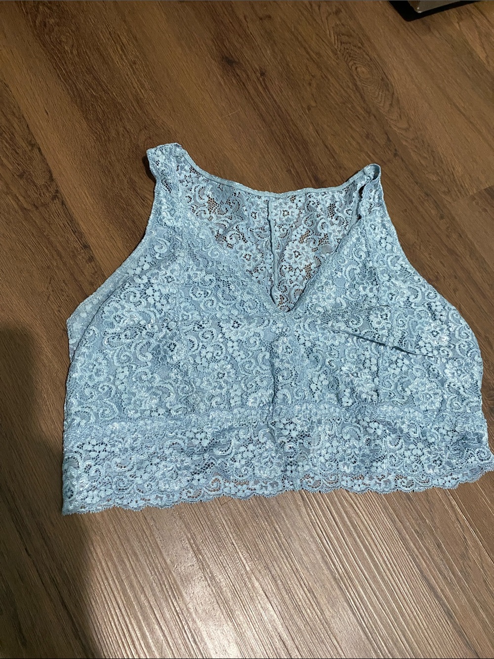 Soma Light Blue Floral Lace Racerback Bralette size XL